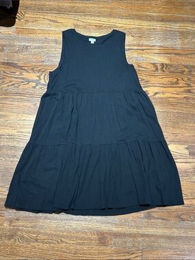 J. Crew Black Sleeveless Tiered Mini Dress